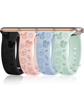 Apple iWatch Silicone Bands in Disney Pink Blue Cream Black New